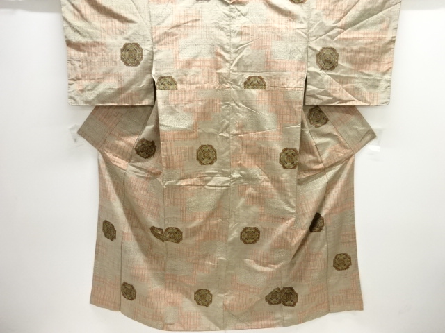 JAPANESE KIMONO / ANTIQUE KIMONO / SILK / TSUMUGI / WOVEN FLORAL CREST